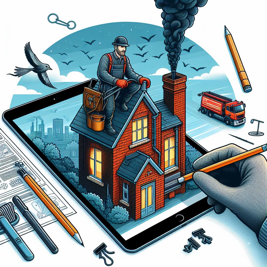 Illustration — Le Ramoneur de Séglien au travail sur un toit